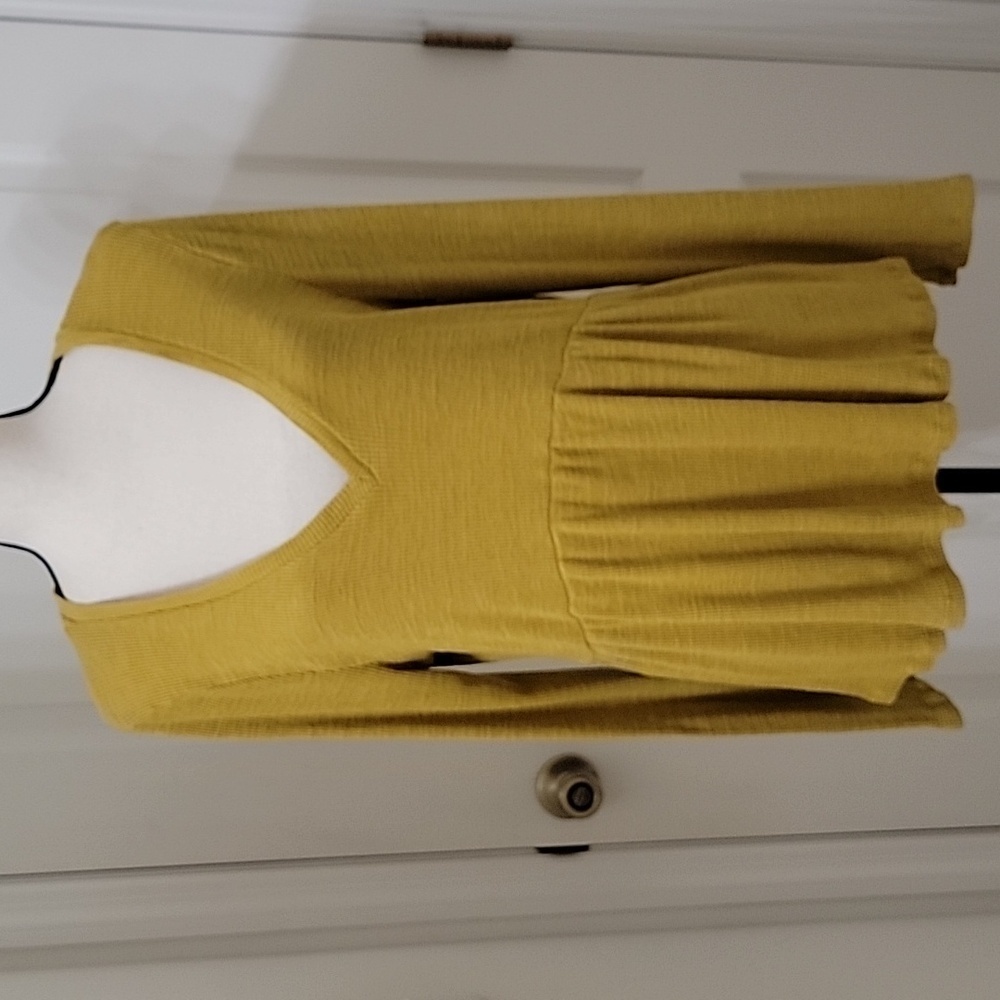 t.la for Anthropologie Size L "Jill Babydoll" Deep V Neck Long Sleeve Top